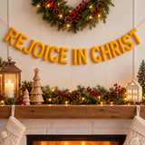 Rejoice in Christ Felt Garland – Handmade Christian Faith Wall Decor