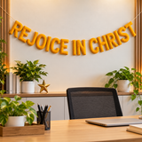 Rejoice in Christ Felt Garland – Handmade Christian Faith Wall Decor