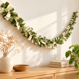 Green and Ivory Wool Felt Garland – Handmade Boho Wall Decor - 6 Feet