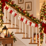 Merry Christmas Felt Letter Garland – Red & White Christmas Mantel Decor