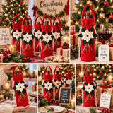 Christmas Wine Bottle Cover – Festive Red Poinsettia Wine Gift Bag