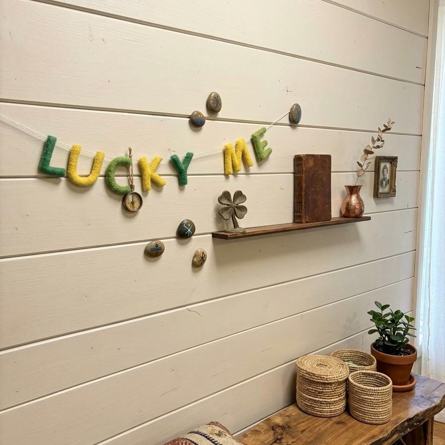 Lucky Me Felt Garland – St Patrick’s Day Irish Holiday Banner – Festive Decor