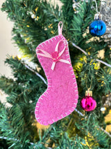 Handmade Felt Christmas Stocking Ornament: Mini Tree Decoration