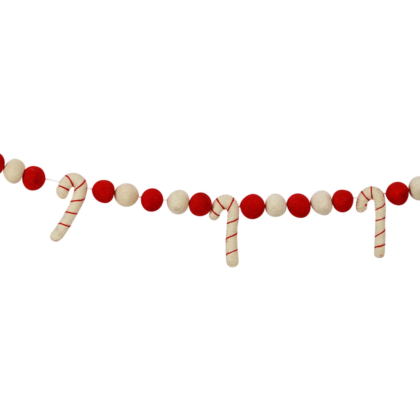 Wool Felt Candy Cane Garland: Christmas Peppermint Stick Banner