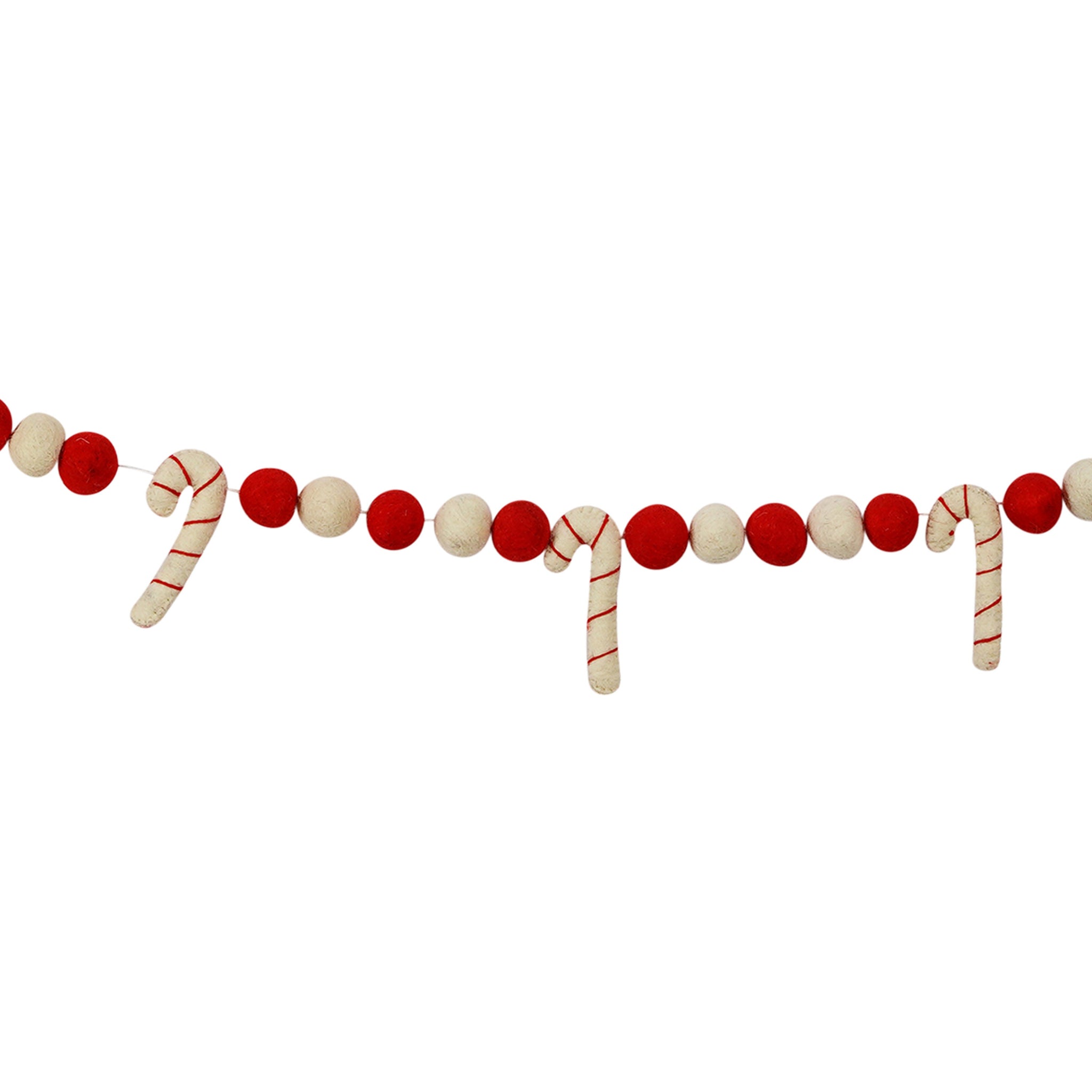 Wool Felt Candy Cane Garland: Christmas Peppermint Stick Banner