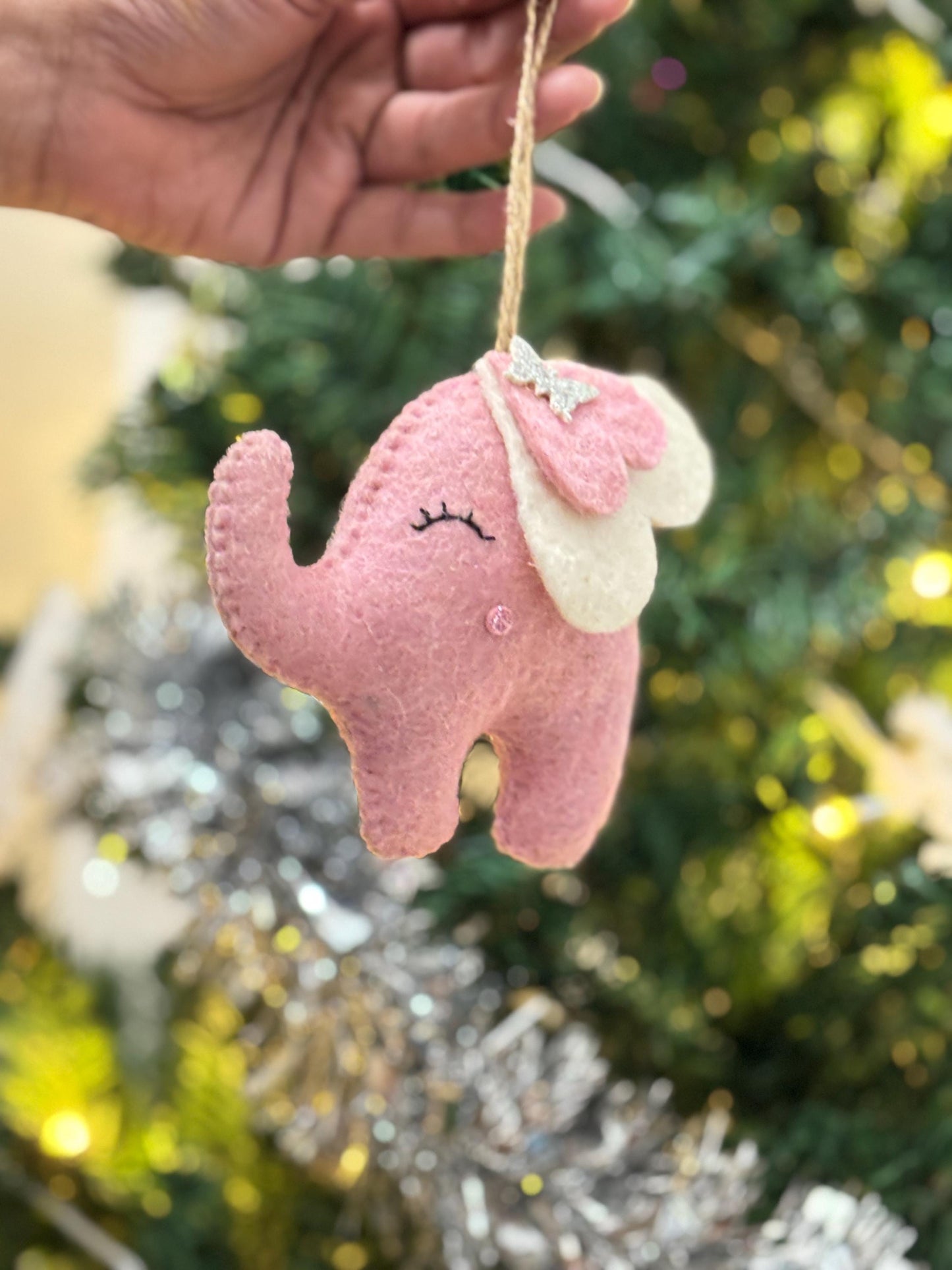 Baby’s First Christmas Ornament Felt Elephant | Handmade Keepsake Gift for New Baby