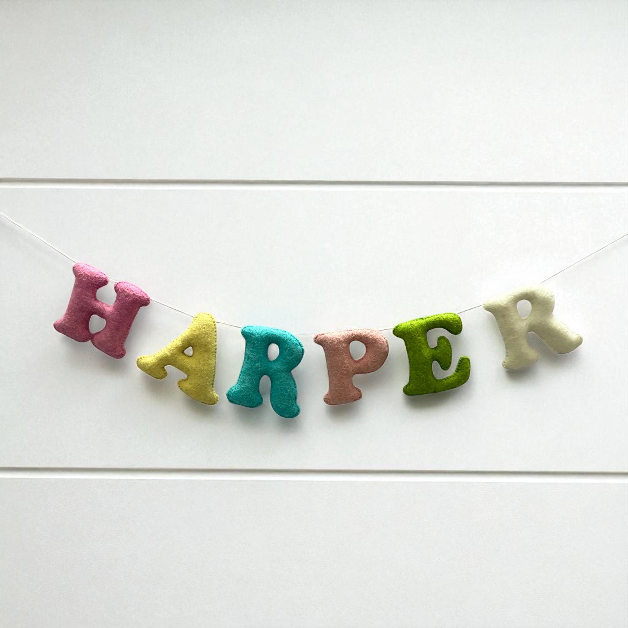 Custom Felt Name Banner,  Felt Letter Banner, Nursery Name Sign, Baby Name Garland