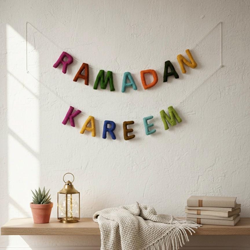 Ramadan Kareem Decor | Handmade Wool Felt Islamic Home Decoration | Thoughtful Family Gift | Ramadan Wall & Table Decor