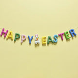 Wool Felt Happy Easter Garland – Handmade Spring Bunny Banner – Easter Door Decor, Mantle & Wall Hanging, Easter Gift