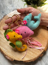 Felt Sea Animal Keychain, Handmade Stuffed Charm