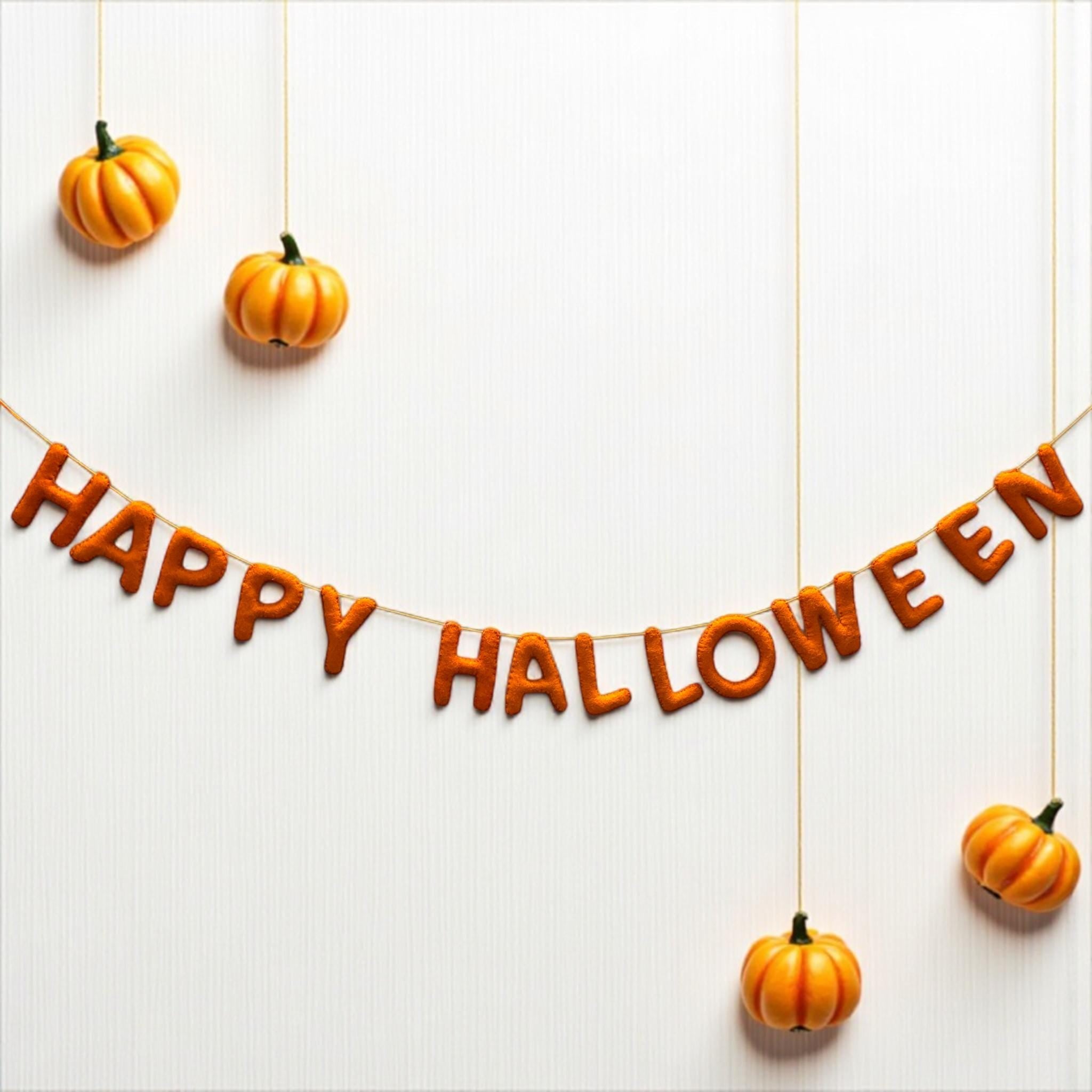 Felt Halloween Garland, Wool Decor, Spooky Season Hanging