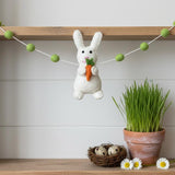 Wool Felt Easter Rabbit With Carrots Garland – Easter Decoration, Easter Bunting, Spring Wall Hanging, Easter Gift