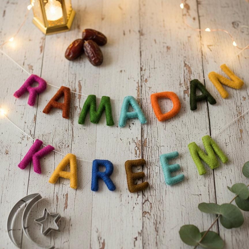 Ramadan Kareem Decor | Handmade Wool Felt Islamic Home Decoration | Thoughtful Family Gift | Ramadan Wall & Table Decor