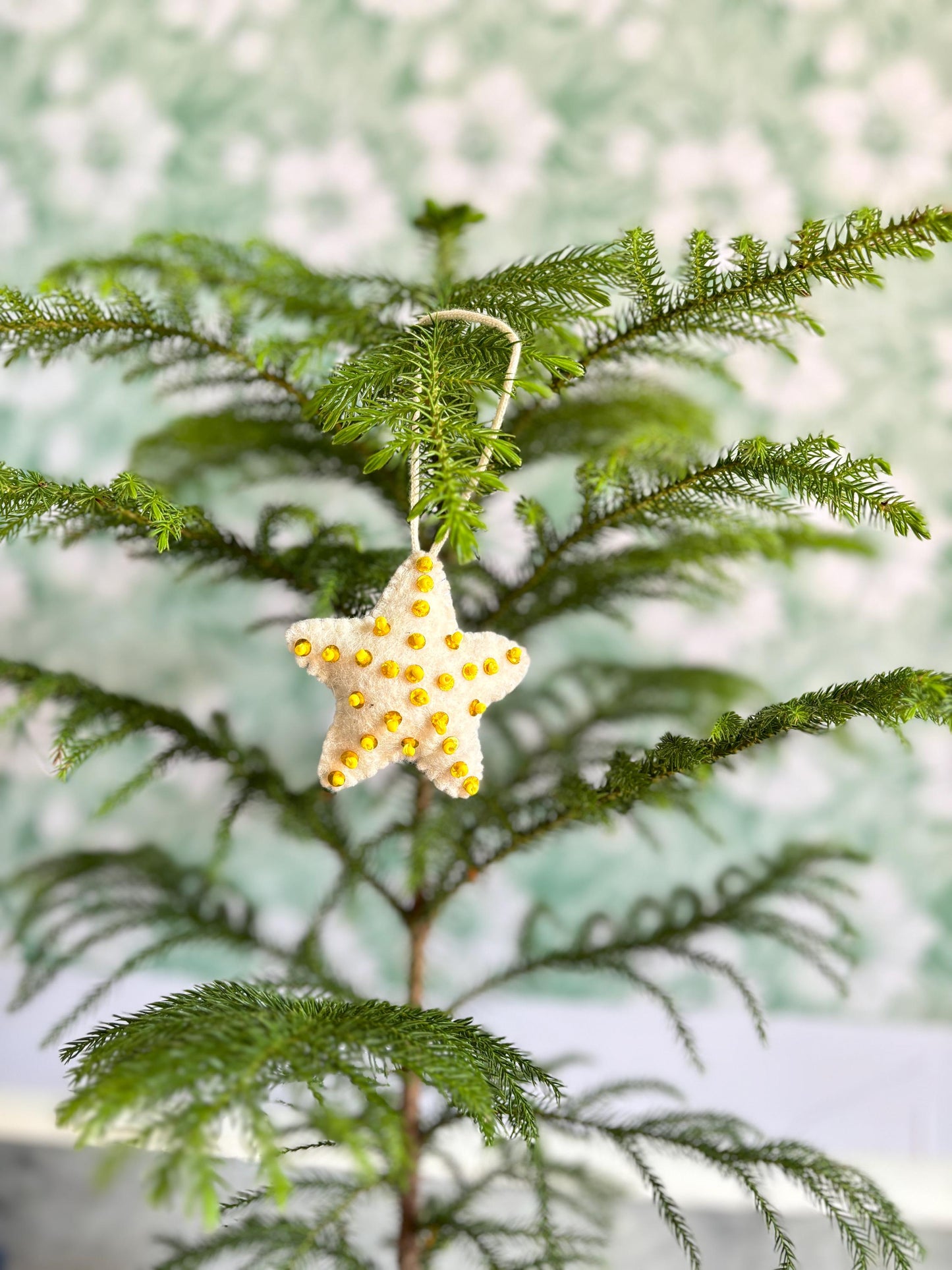 Merino Wool Felt Star Ornament: Hand-stitched Christmas Decor
