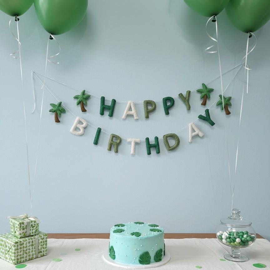 Happy Birthday Banner Garland, Handmade Felt Birthday Decor, First Birthday Banner, Kids Party Decoration, Nursery Wall Decor