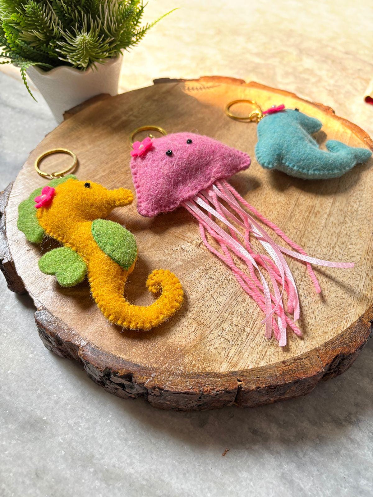 Felt Sea Animal Keychain, Handmade Stuffed Charm