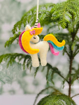 Felt Unicorn Christmas Ornament: Handmade Wool Tree Decoration