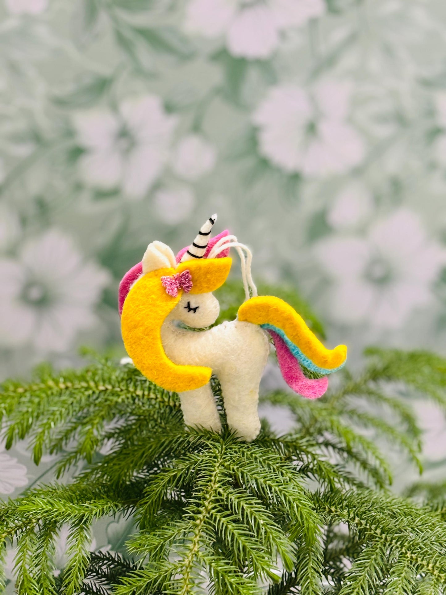 Felt Unicorn Christmas Ornament: Handmade Wool Tree Decoration