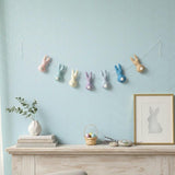Handmade Wool Felt Bunny Rabbit Garland – Easter Spring Decor for Door, Wall & Mantle – Pastel Easter Bunny Banner – Nursery Easter Gift