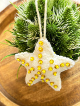 Merino Wool Felt Star Ornament: Hand-stitched Christmas Decor