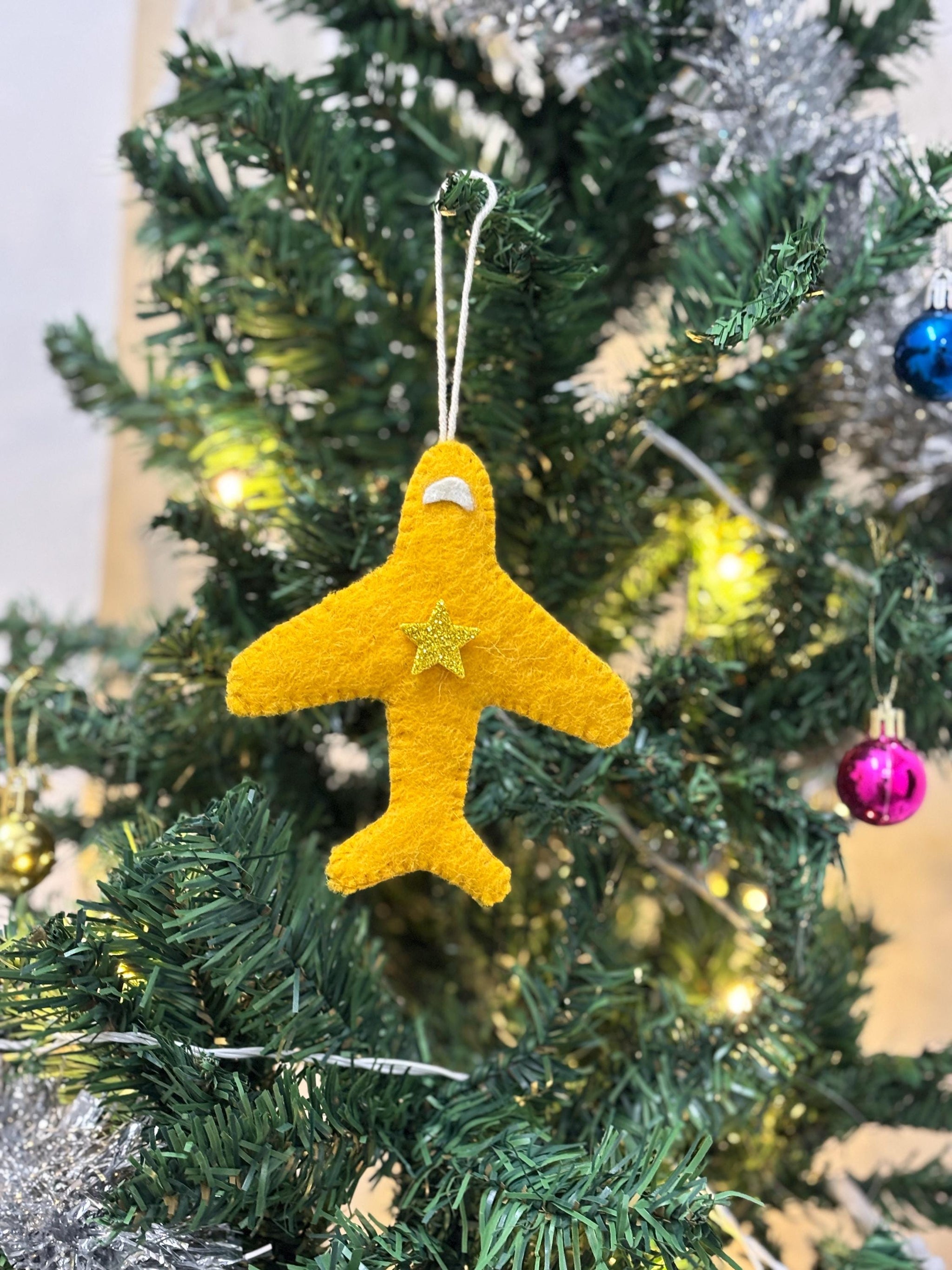 Handmade Felt Plane Christmas Ornaments: Kids Decor (Pack of 3)