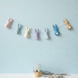 Handmade Wool Felt Bunny Rabbit Garland – Easter Spring Decor for Door, Wall & Mantle – Pastel Easter Bunny Banner – Nursery Easter Gift