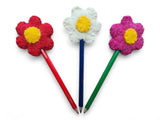 Handmade Wool Felt Daisy Flower Pencil Toppers Set, Party Favors, Classroom Rewards