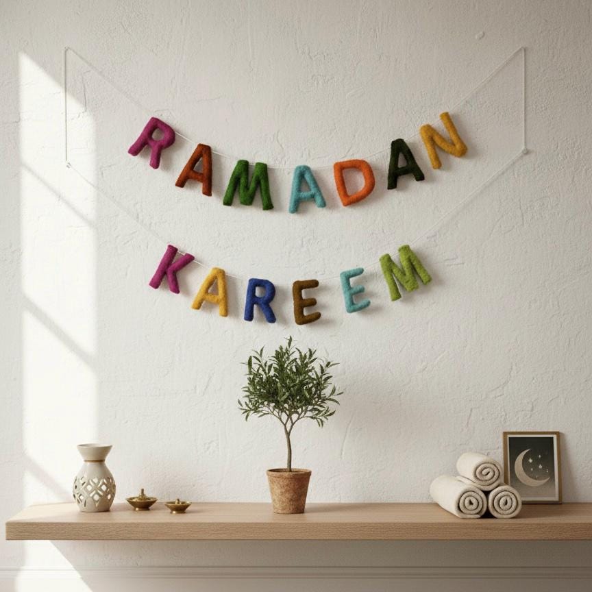 Ramadan Kareem Decor | Handmade Wool Felt Islamic Home Decoration | Thoughtful Family Gift | Ramadan Wall & Table Decor