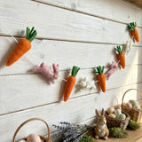 Wool Felt Easter Rabbit & Carrot Garland – Easter Decoration, Easter Bunting, Spring Wall Hanging, Easter Gift