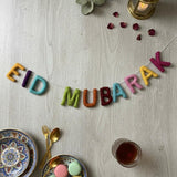 Eid Mubarak Garland | Wool Felt Handmade Islamic Home Decor | Eid Party Decoration | Thoughtful Gift for Family & Friends