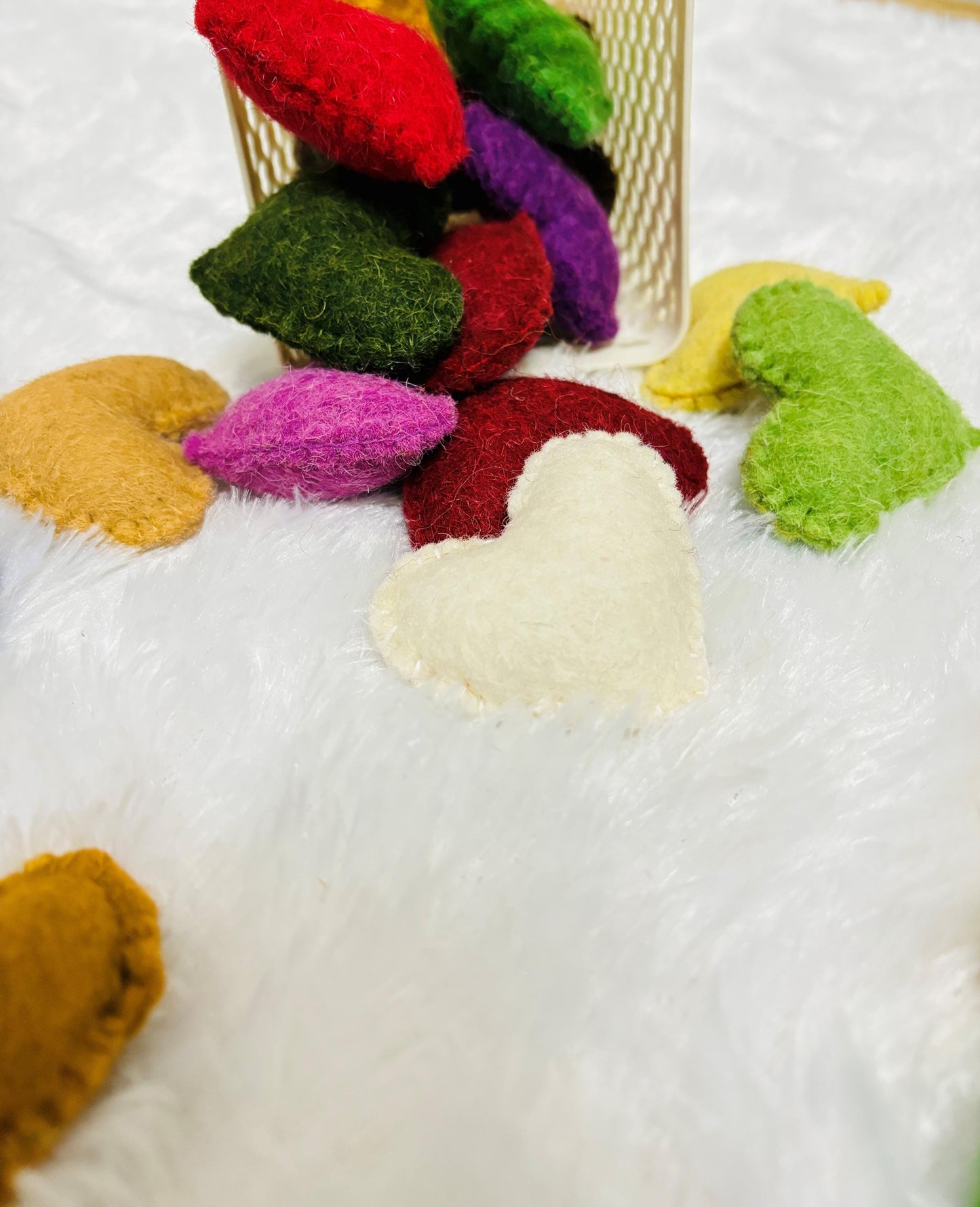 Wool Felt Hearts: 3-Inch Colorful Stuffed DIY Decor