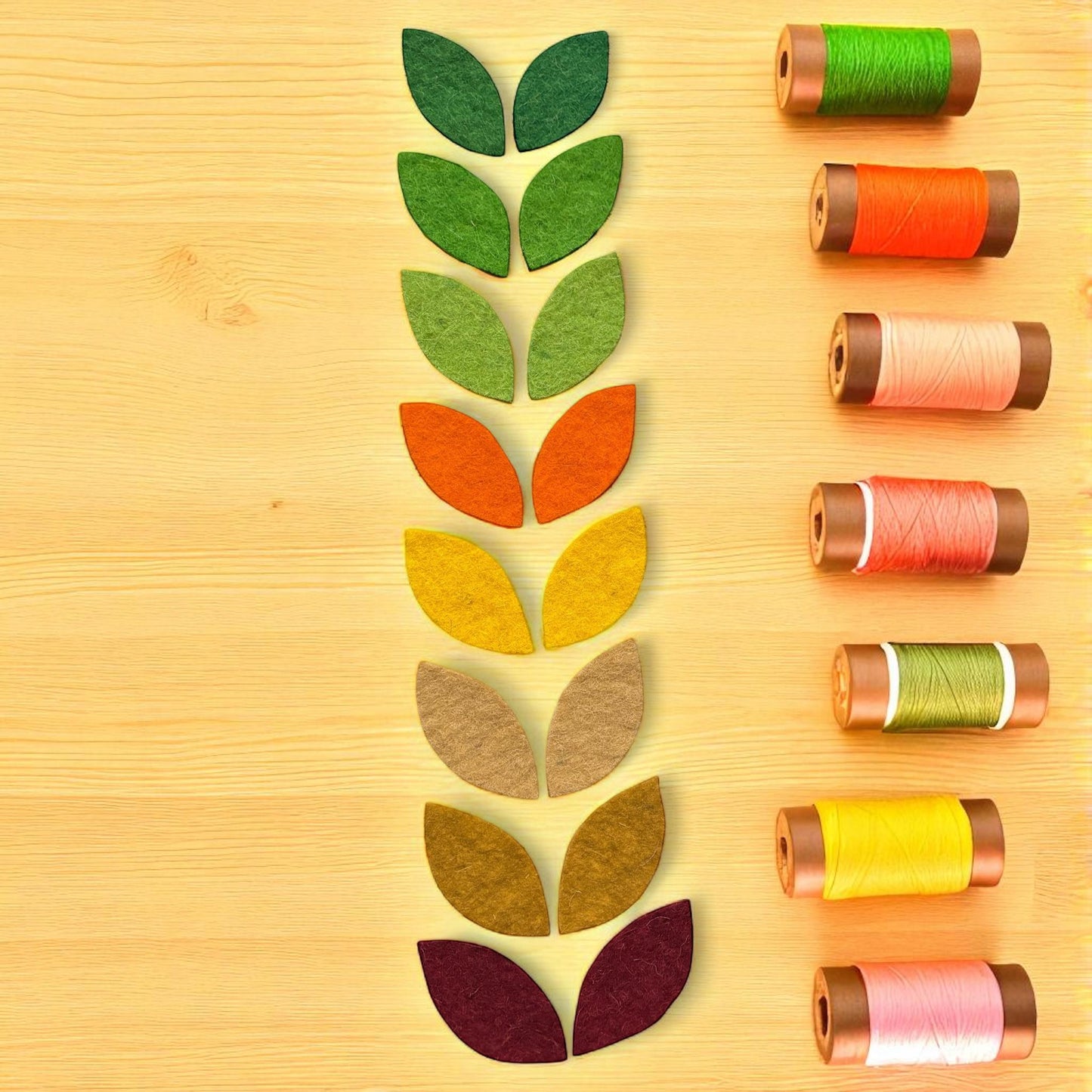Felt Leaves: Multi-Color Wool Die Cuts, DIY Craft Supplies