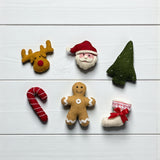 Felt Christmas Ornaments Set – Santa, Gingerbread, Stocking, Reindeer & Candy Cane – Holiday Decor or Bowl Fillers, Best Christmas Gift
