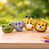Wool Felt Safari Animal Finger Puppets Set of 4, Kids Birthday Party Favours, Jungle Animal Pretend Play Toy, Montessori Gift for Toddlers