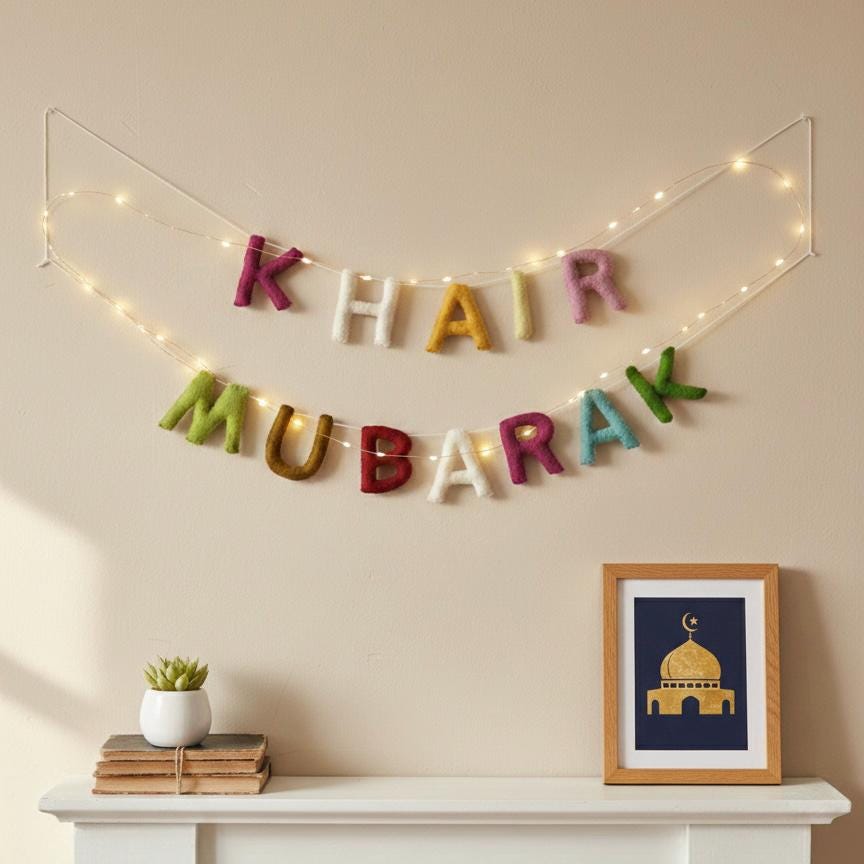 Khair Mubarak Garland | Handmade Wool Felt Ramadan & Eid Decor