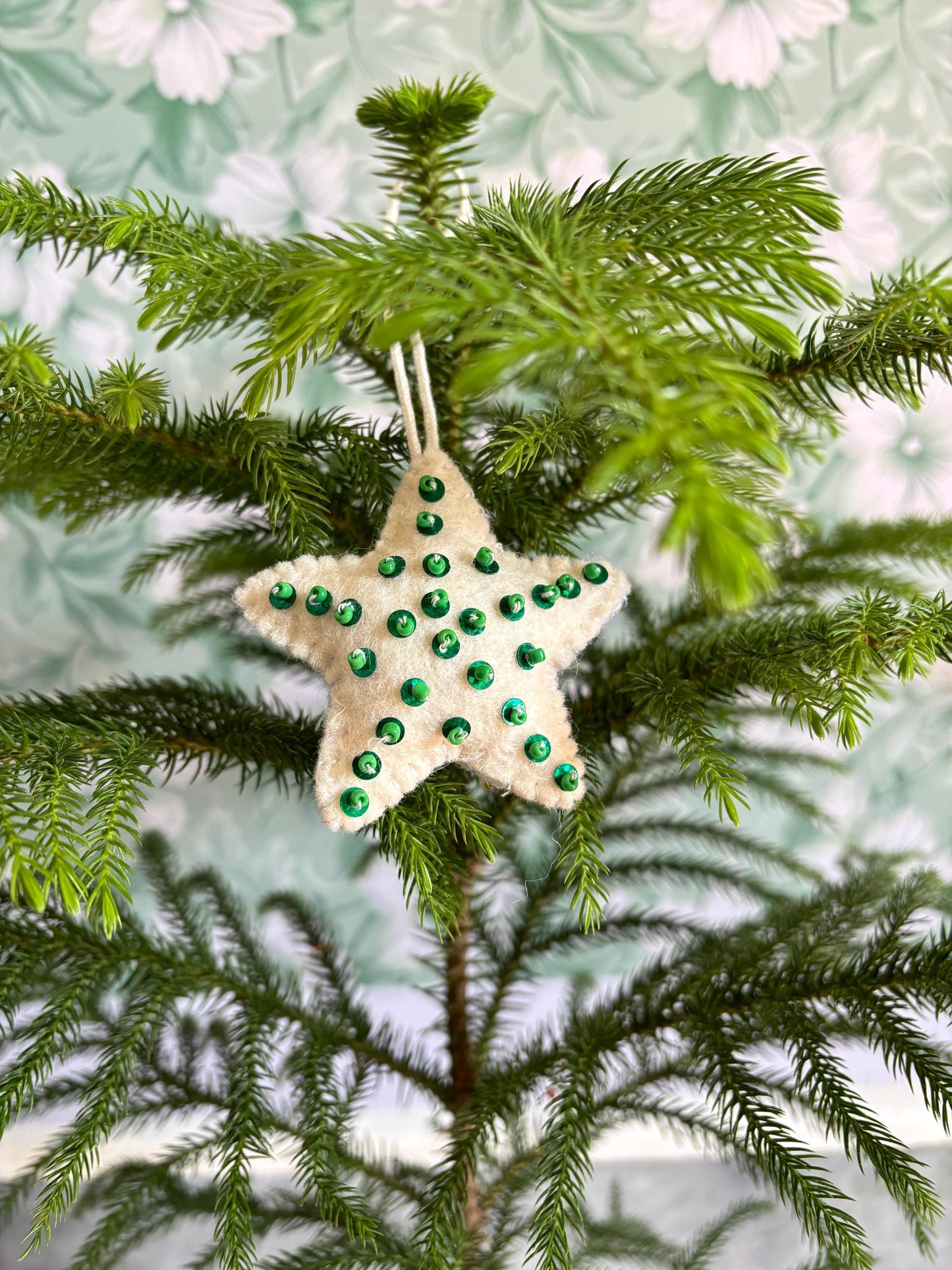 Merino Wool Felt Star Ornament: Hand-stitched Christmas Decor