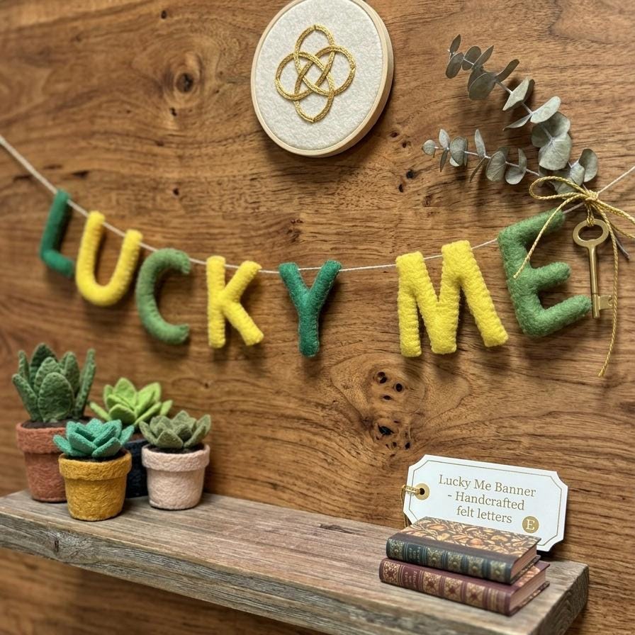 Lucky Me Felt Garland – St Patrick’s Day Irish Holiday Banner – Festive Decor