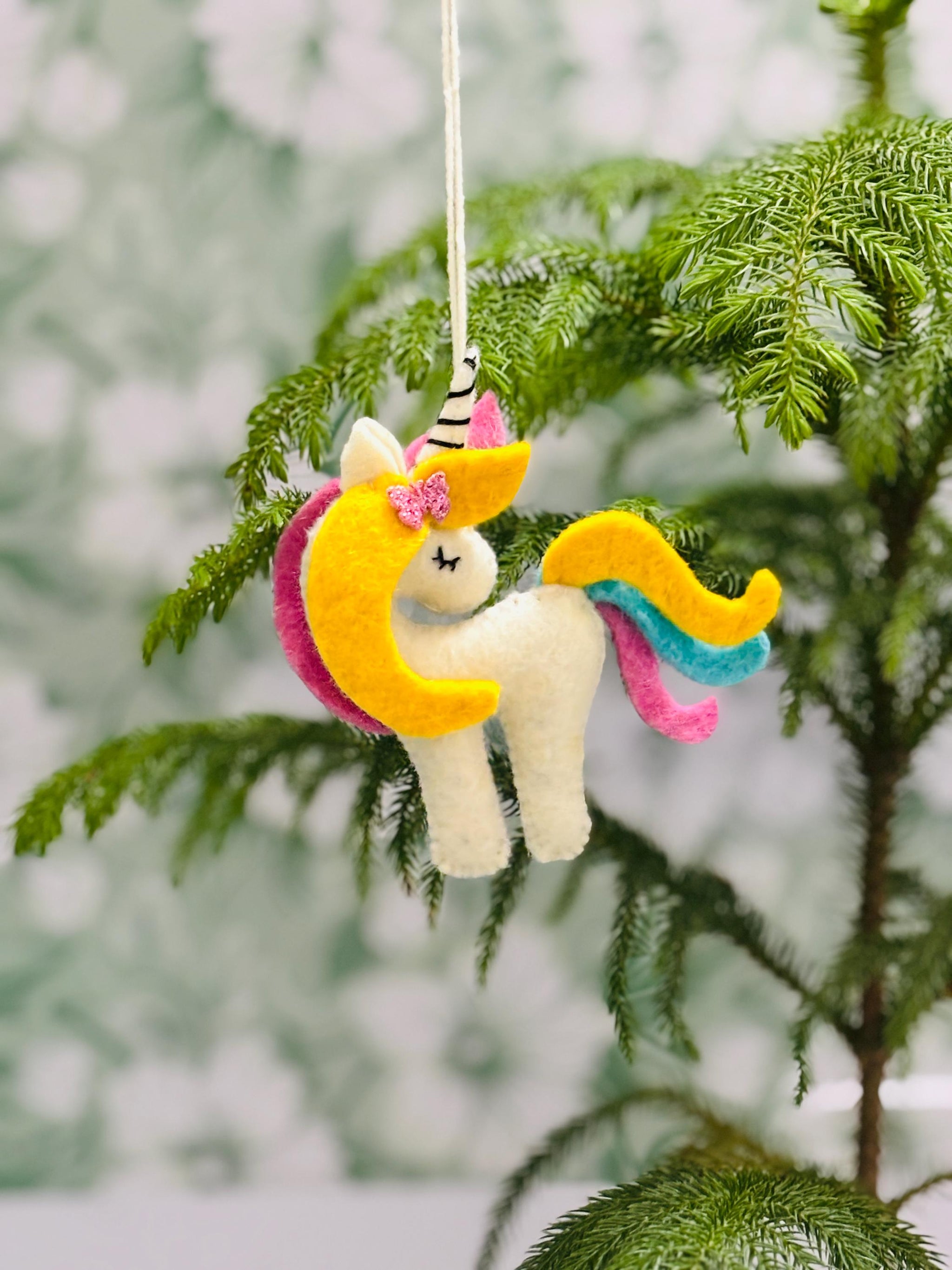 Felt Unicorn Christmas Ornament: Handmade Wool Tree Decoration