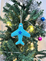 Handmade Felt Plane Christmas Ornaments: Kids Decor (Pack of 3)