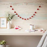 Handmade Wool Felt Hearts Garland Valentine’s Day Decor Wedding and Anniversary Decoration Bridal Shower & Engagement Decor