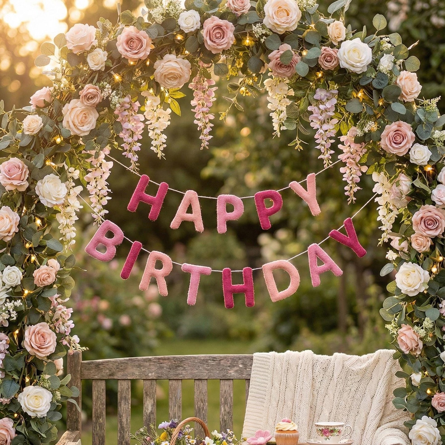 Happy Birthday Banner Garland : Handmade Felt  Kids & Nursery Decor