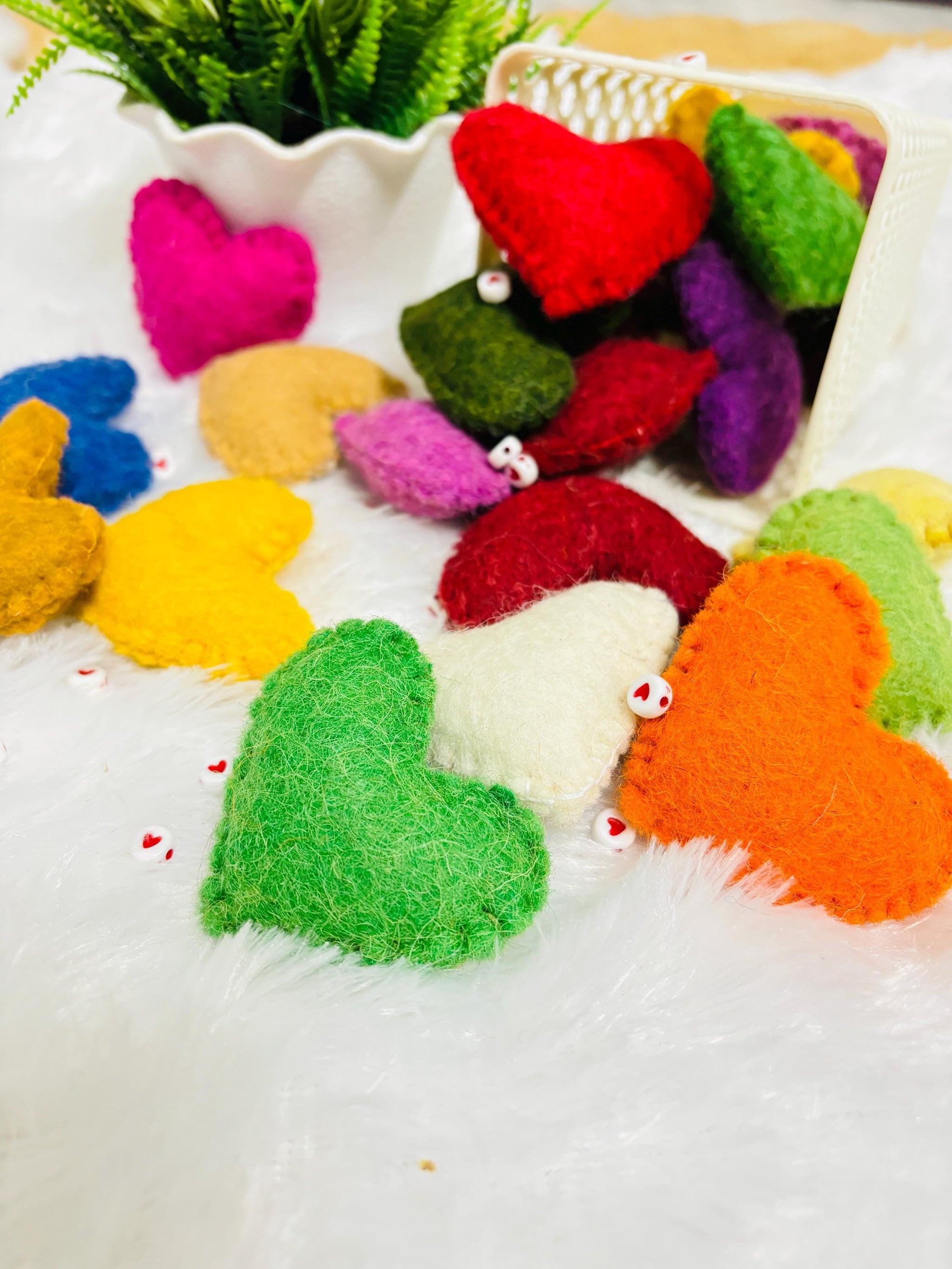 Wool Felt Hearts: 3-Inch Colorful Stuffed DIY Decor