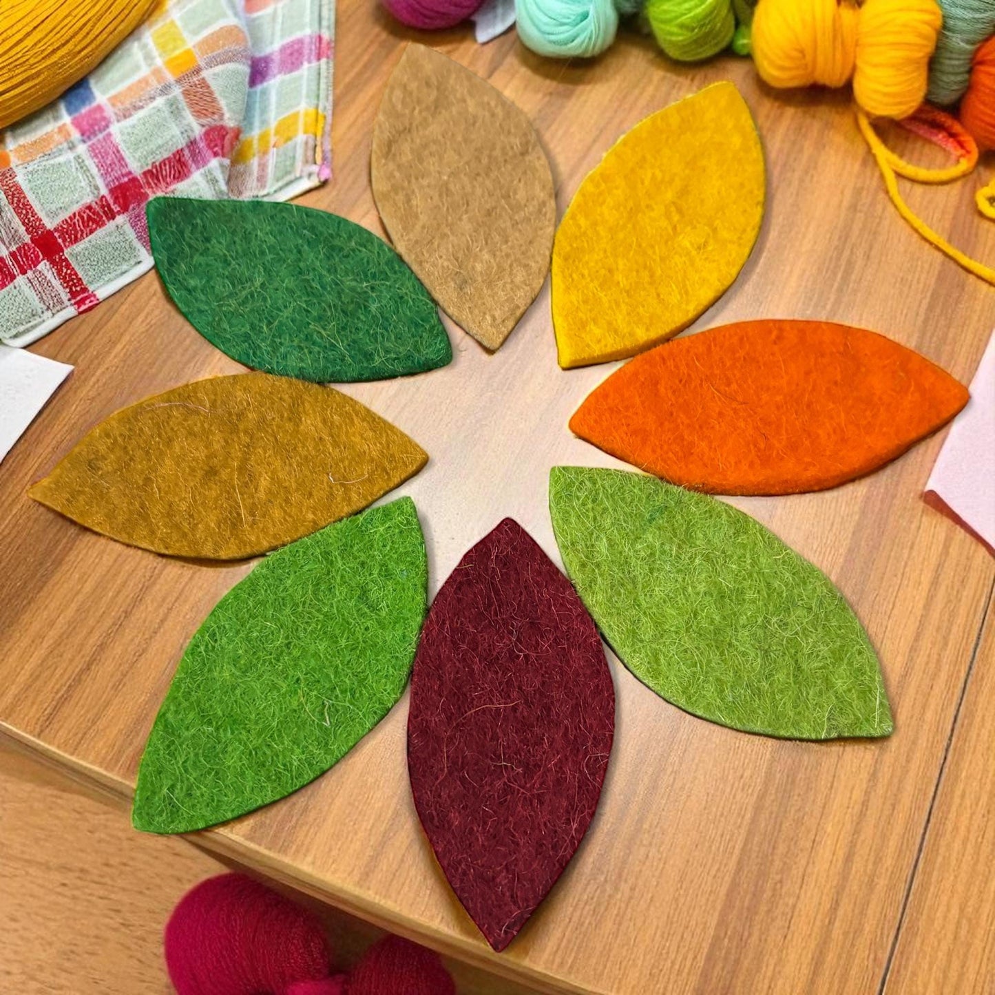 Felt Leaves: Multi-Color Wool Die Cuts, DIY Craft Supplies