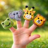 Wool Felt Safari Animal Finger Puppets Set of 4, Kids Birthday Party Favours, Jungle Animal Pretend Play Toy, Montessori Gift for Toddlers