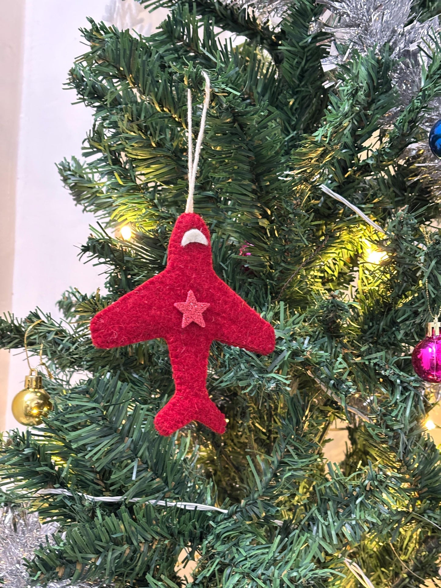 Handmade Felt Plane Christmas Ornaments: Kids Decor (Pack of 3)