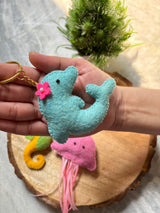 Felt Sea Animal Keychain, Handmade Stuffed Charm
