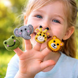 Wool Felt Safari Animal Finger Puppets Set of 4, Kids Birthday Party Favours, Jungle Animal Pretend Play Toy, Montessori Gift for Toddlers