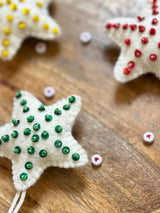 Merino Wool Felt Star Ornament: Hand-stitched Christmas Decor