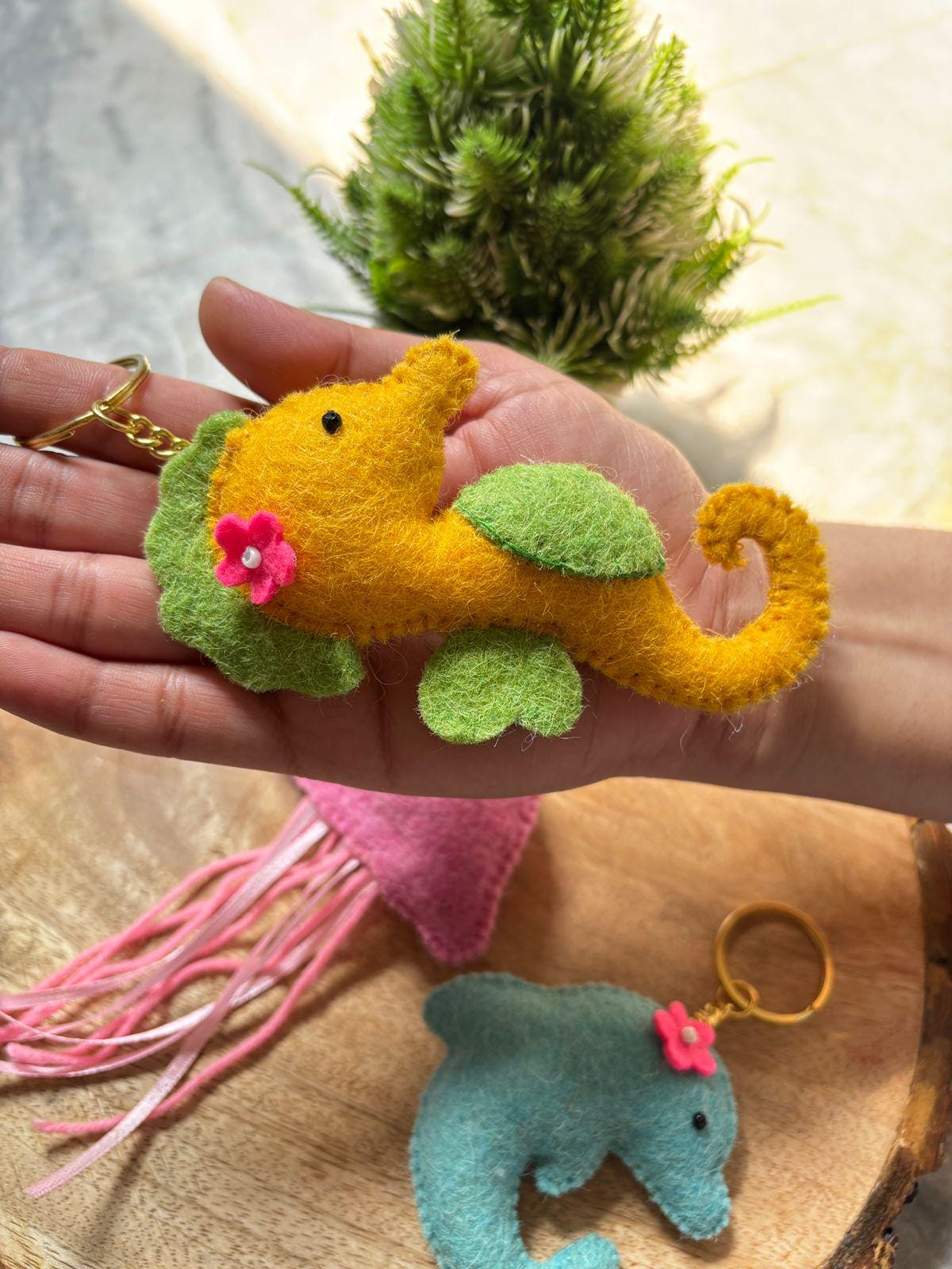 Felt Sea Animal Keychain, Handmade Stuffed Charm