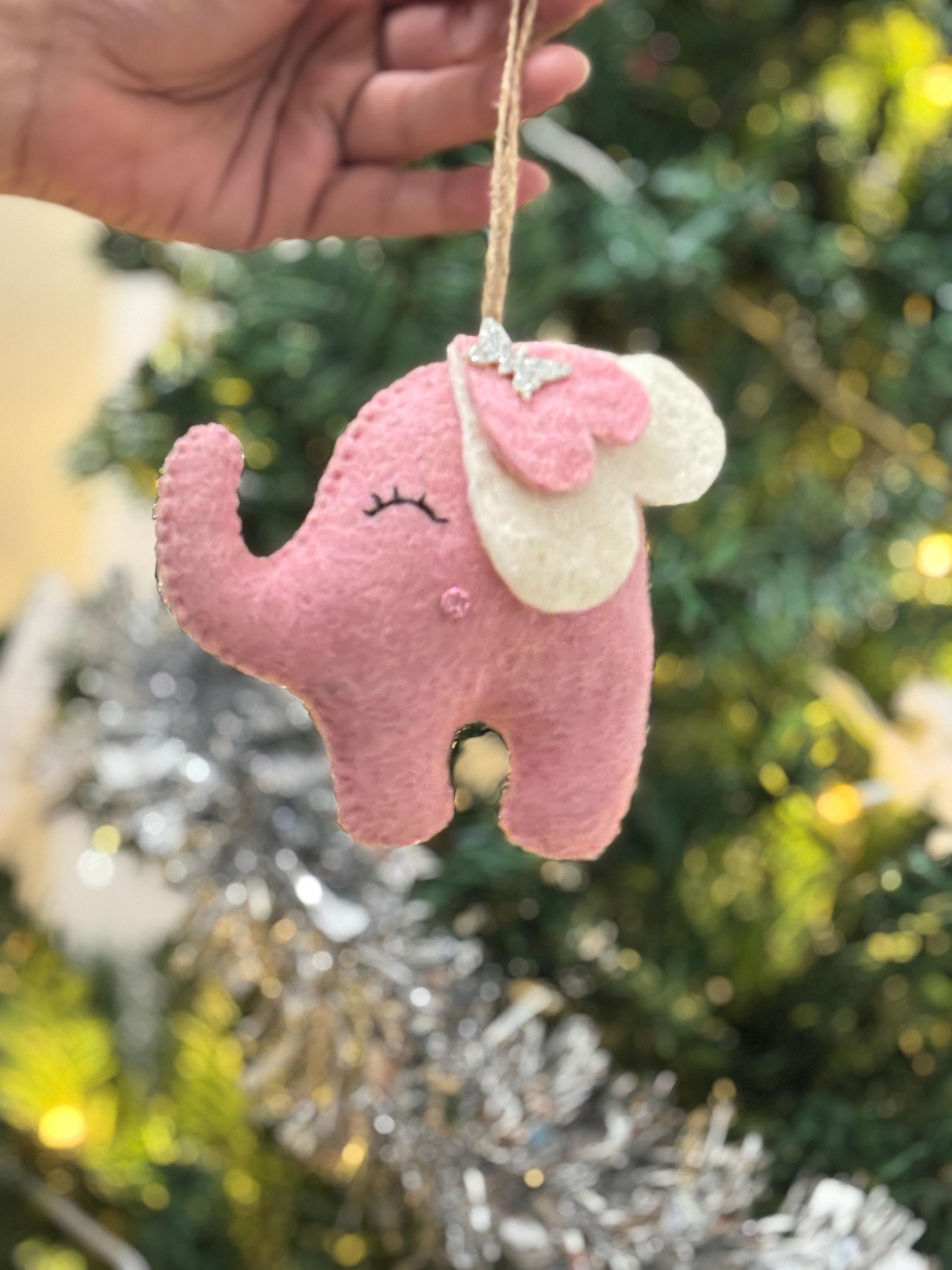 Baby’s First Christmas Ornament Felt Elephant | Handmade Keepsake Gift for New Baby